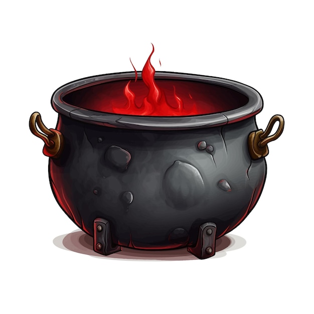 Vector cauldron dibujado a mano ilustración vectorial de dibujos animados clipart fondo blanco