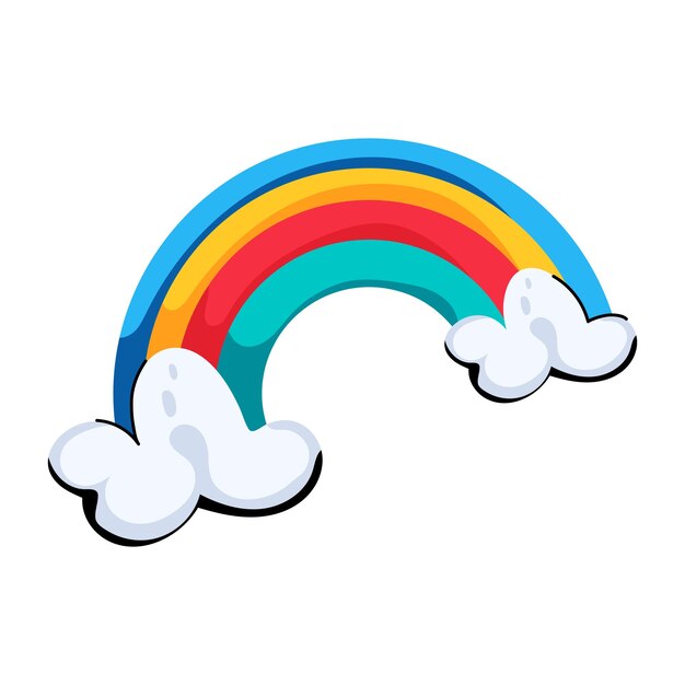 Cautivador icono plano de nubes arco iris