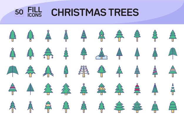 Una cautivadora colección de iconos de árboles de Navidad