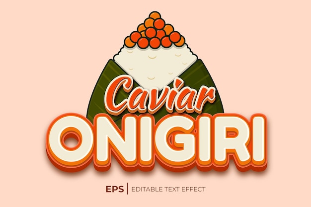 Caviar onigiri plantilla de efecto de texto editable Logotipo de caviar onigiri