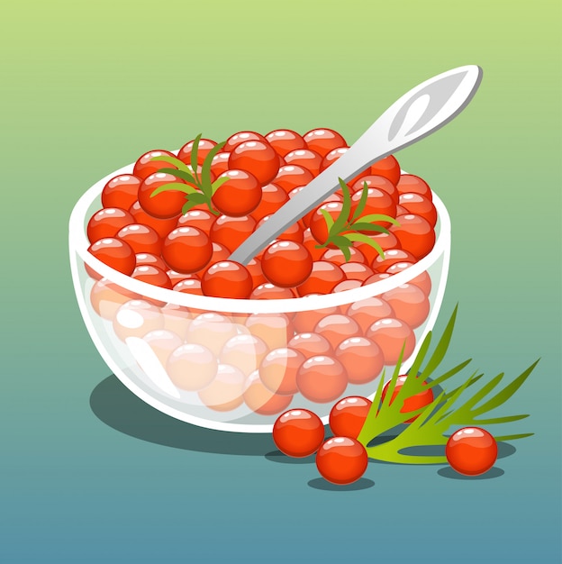 Caviar rojo. ilustración vectorial