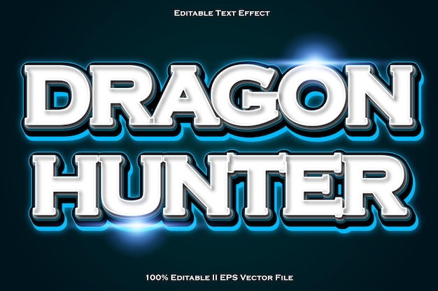 Cazador de dragones Efecto de texto editable Estilo de relieve en 3D