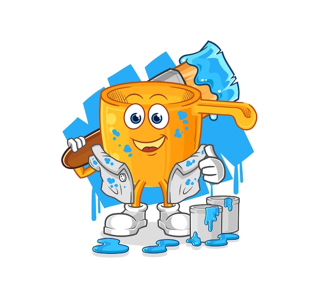 Cazo de agua pintor ilustración carácter vector