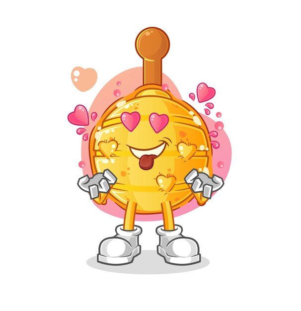 cazo de miel de madera fallin love vector. personaje animado