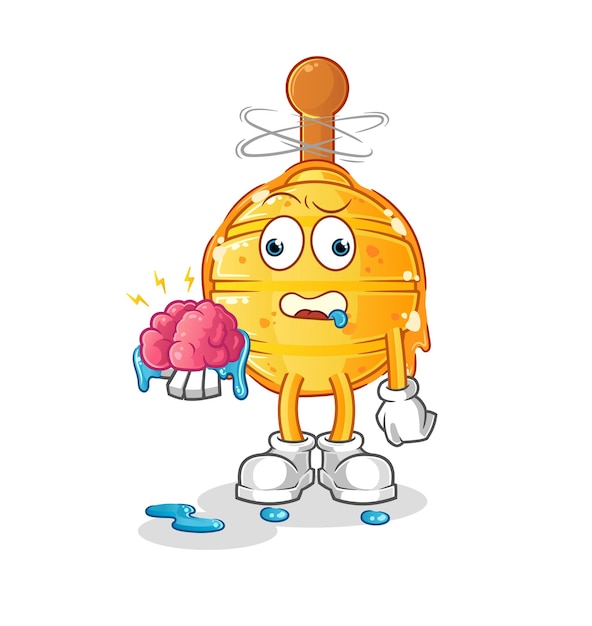Cazo de miel de madera sin personaje de dibujos animados de vector de cerebro