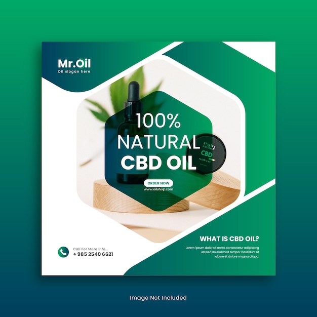 Cbd oil social media post o productos de cáñamo diseño de plantilla de banner web vector premium