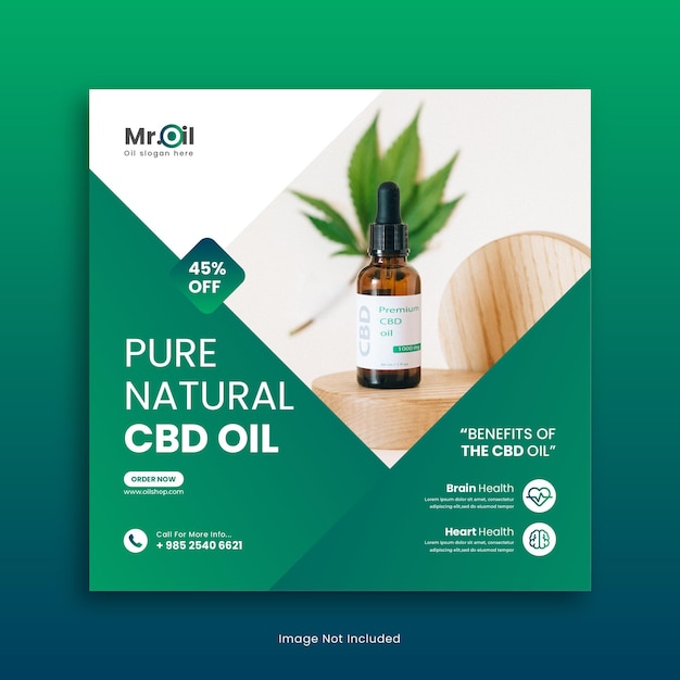 Cbd Oil Social Media Post o productos de cáñamo Diseño de plantilla de banner web Vector premium