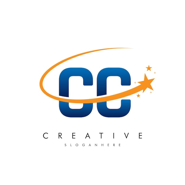 CC Letra C Estrella Logotipo e icono Diseño de ilustraciones vectoriales de plantilla
