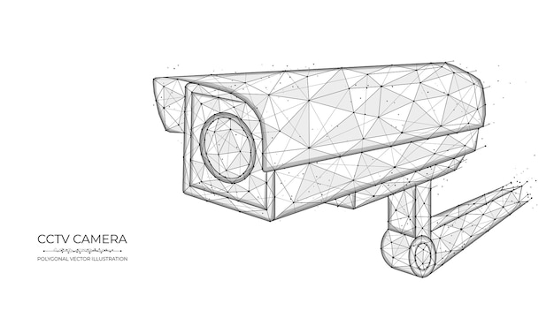 Cctv low poly art ilustración poligonal del vector de la cámara de seguridad de la cámara cctv