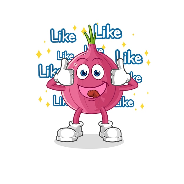 Cebolla roja da muchos me gusta vector de dibujos animados
