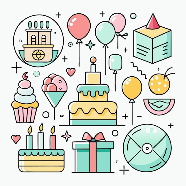 Celebra con pasteles de cumpleaños, globos y regalos