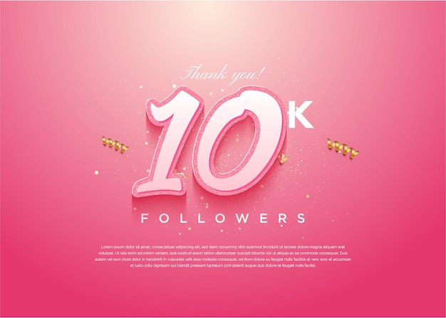 Celebración de 10.000 seguidores con un romántico diseño de concepto rosa vector premium