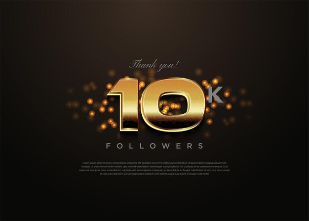 Celebración de 10k seguidores con diseño de fondo de puntos claros vector premium