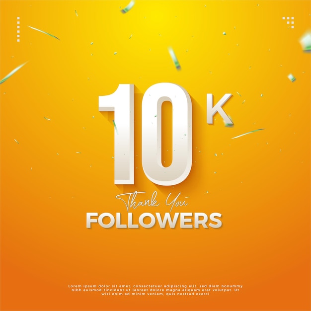 Celebración de 10k seguidores con diseños premium de vector de ilustración de lluvia de papel de celebración