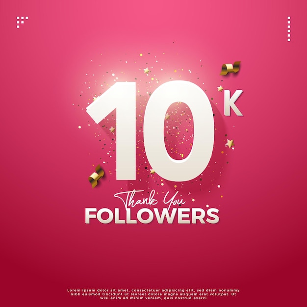 Celebración de 10k seguidores con vector premium de diseño de números puros blancos