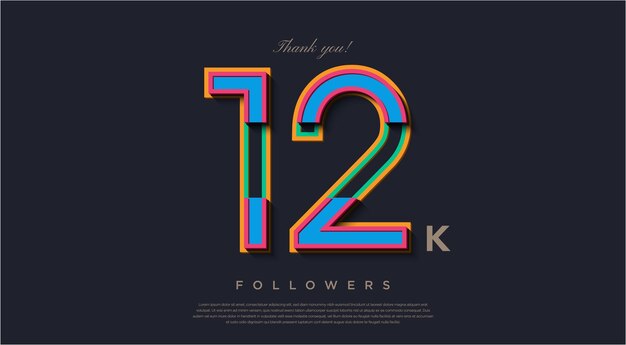 celebración de 12k seguidores sobre fondo negro liso