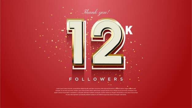 celebración 12k seguidores vector con colores numéricos clásicos