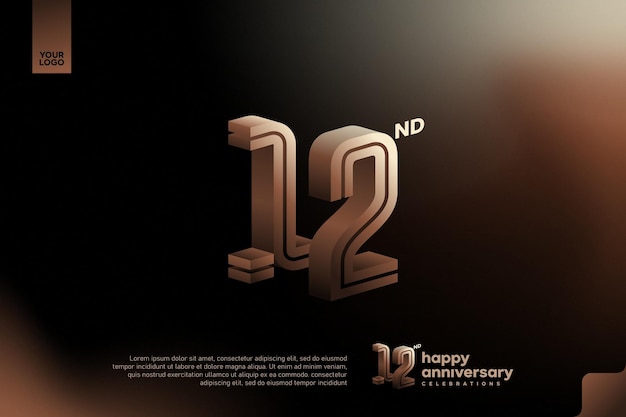 Celebración del 12o aniversario con un diseño de números 3D festivo