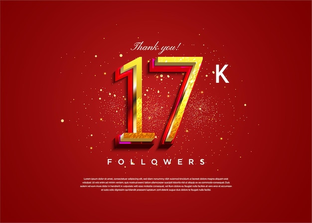 Celebración de 17k seguidores delgada ilustración de número 3d