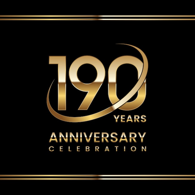 Celebración del 190 aniversario Diseño de logotipo de aniversario con plantilla de vector de logotipo de anillo dorado