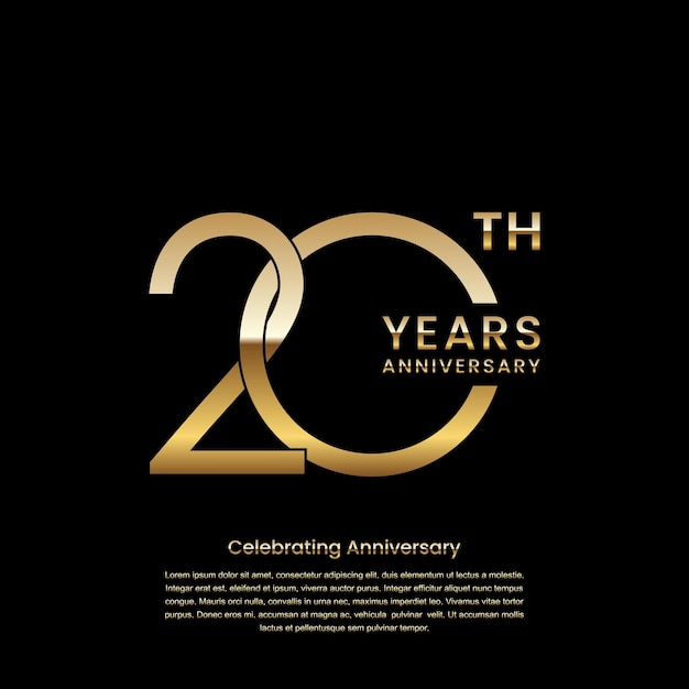 Celebración del 20 aniversario Diseño del logotipo del aniversario de oro Plantilla de vector de logotipo