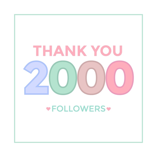 celebración 2000 plantilla de suscriptores para redes sociales. 2k seguidores gracias