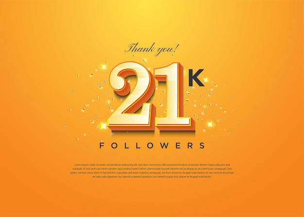 Celebración de 21k seguidores en vector premium de diseño de concepto de color púrpura