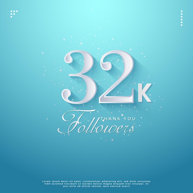 Celebración de 32k seguidores con vector premium de diseño de números clásicos finos