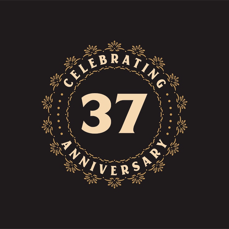 Vector celebración del 37 aniversario tarjeta de felicitación para el aniversario de 37 años
