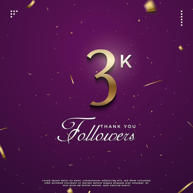 Celebración de 3k seguidores con dichos clásicos de diseño de vector premium