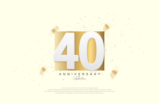 Celebración del 40 aniversario con números en elegante papel dorado Vector premium para el cartel de la celebración del estandarte