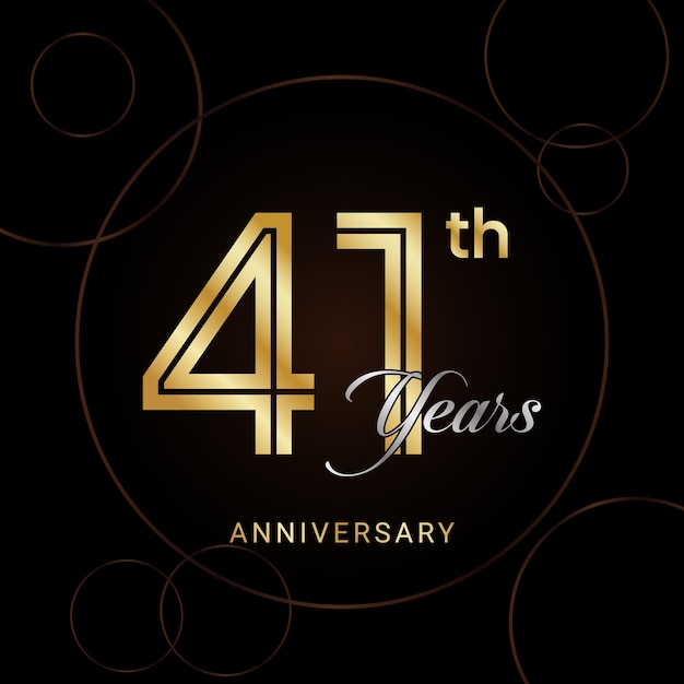 Celebración del 41 aniversario con texto dorado Plantilla vectorial de aniversario dorado