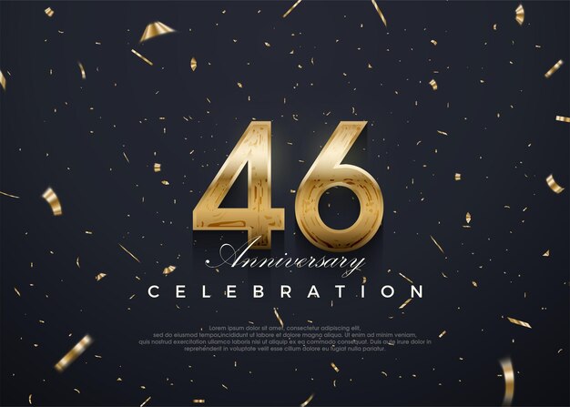 Celebración del 46 aniversario diseño vectorial 3D con lujo y oro brillante Fondo vectorial premium para saludos y celebraciones