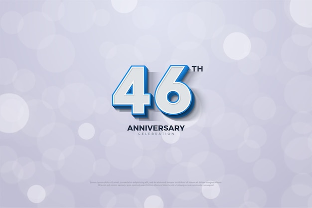 Celebración del 46 aniversario con números de rayas azules en relieve y en negrita