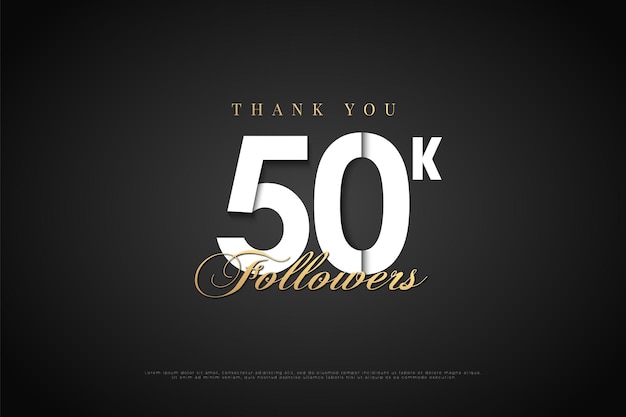 celebración de 50k seguidores con figuras de papel blanco.