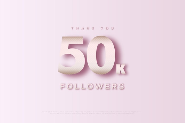 Celebración de 50k seguidores con números flotantes.