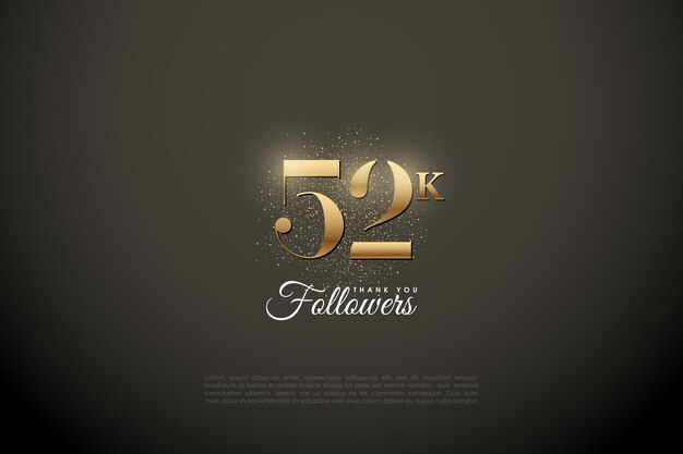 Celebración de 52k seguidores con ilustración de chispas de brillo de celebración