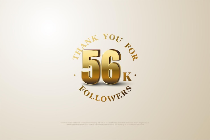 Vector celebración de 56k seguidores con ilustraciones de figuras de pie y muy reales