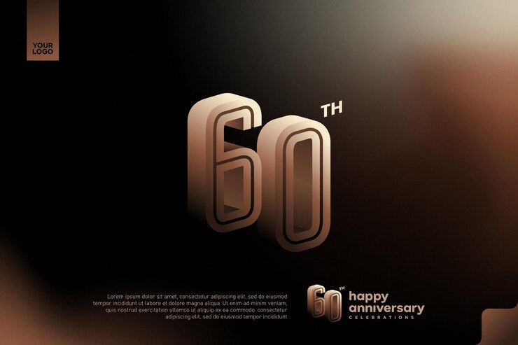 Vector celebración del 60 aniversario con un diseño de números 3d festivo