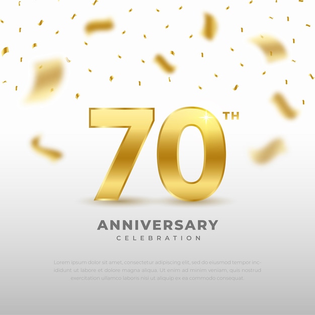 Celebración del 70 aniversario con color dorado brillante y fondo negro.