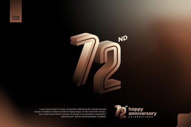Celebración del 72 aniversario con un diseño de números 3D festivo