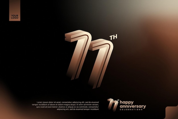 Celebración del 77 aniversario con un diseño de números 3D festivo
