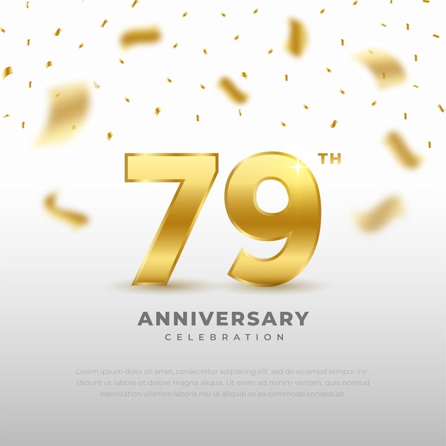 Celebración del 79 aniversario con color dorado brillante y fondo negro