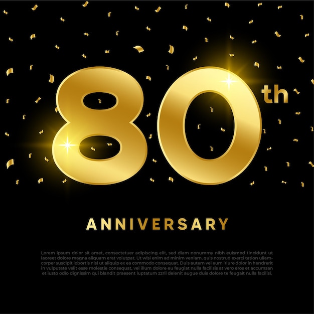 Celebración del 80 aniversario con color dorado brillante y fondo negro.