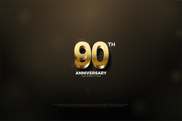 Vector celebración del 90 aniversario con diseños premium vectoriales de números dorados 3d realistas