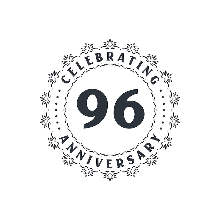 Vector celebración del 96 aniversario tarjeta de felicitación para el aniversario de 96 años