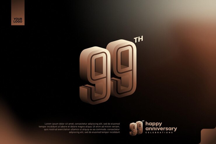 Vector celebración del 99 aniversario con un diseño de números 3d festivo