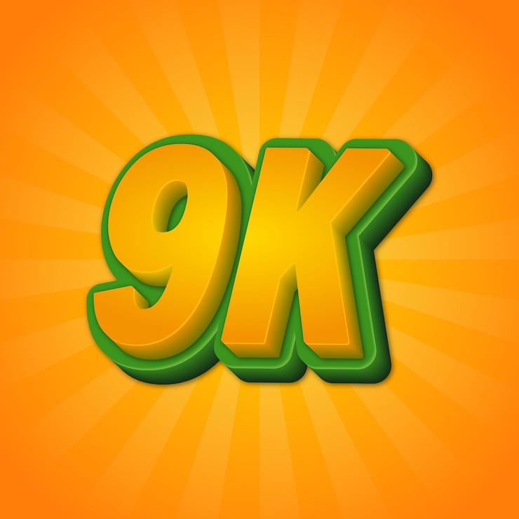 Vector celebración de 9k seguidores o 9k suscriptores efecto de texto