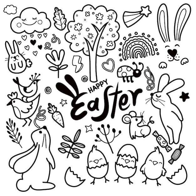 Vector celebración alegre de la pascua vector doodle artxa