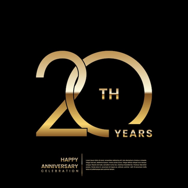Celebración del aniversario de 20 años Diseño del logotipo del aniversario de oro Plantilla vectorial